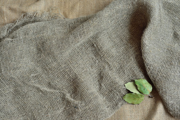burlap and leaves