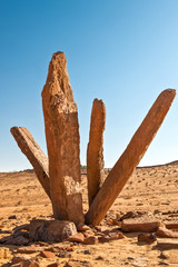 Saudi Arabia, Al Jouf, the  Rajajil archaeological site with the prehistoric standing stone