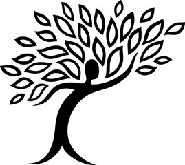 Icon human and leaf tattoo isolated on white background