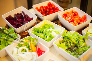 Food was prepared for the wedding dinner.