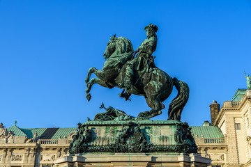 Obraz premium Statue Of Prince Eugene of Savoy In Vienna, a general of the Imperial Army and one of the most successful military commanders in modern European history.