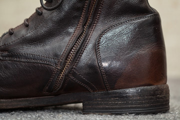 Leather shoes with a heel closeup