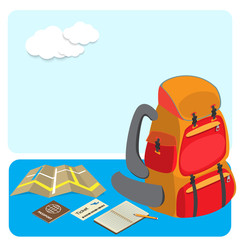 backpack and traveling accesserories travel concept