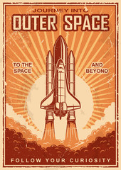 Vintage space poster with shuttle