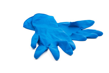 blue rubber gloves