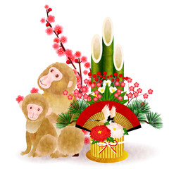 申　梅　かわいい　年賀状