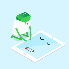 illustration of energy power bank recharge low battery tablet