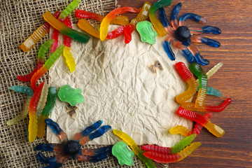 A box of sweets in Halloween style with place for text