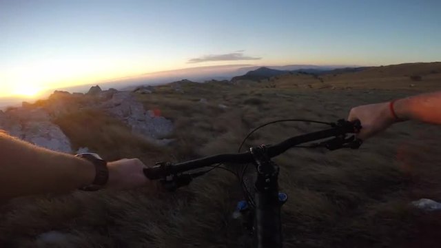 Sunset mountain biking