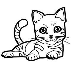 cartoon Cat Coloring Page for kid isolated on white 
