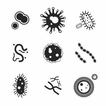 Virus and Bacteria icons set. Vector Illustration.