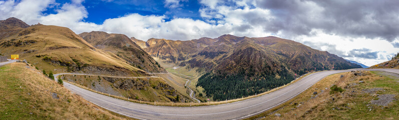 Transgarasan Road on the Fagaras Pass situated in Romania. Photo taken in October 2015