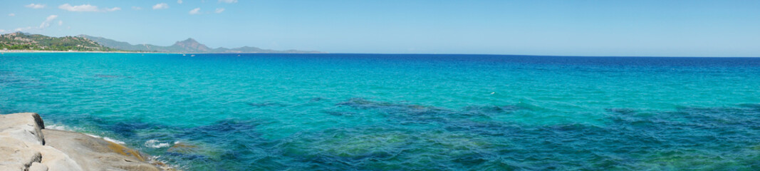 Sea Horizon seen from Scoglio di Peppino. Panoramic view, sunny and blue sea