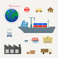 set of logistics icon flat design