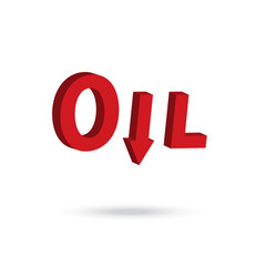 arrow down symbol in oil word for price decresing concept