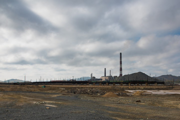 Fototapeta na wymiar Industrial landscape in Karabash, Chelyabinsk region, Russia