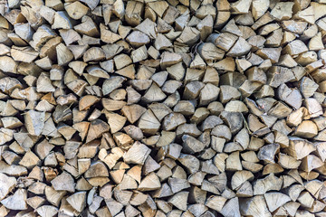 Wood stock at a mountain village, close up