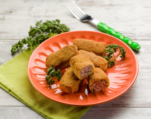 meat croquette, selective focus