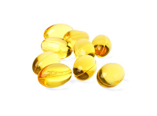 Omega 3 capsules from Fish Oil on white background