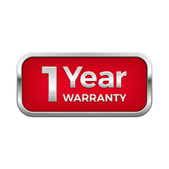 Red 1 year warranty button in silver frame