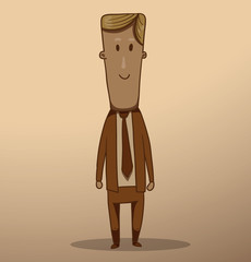Vector businessman with blond hair. Cartoon image of a businessman with blond hair in suit and tie on a light beige background. Image made ​​in brown tones.