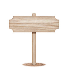 Wooden sign on ground isolated