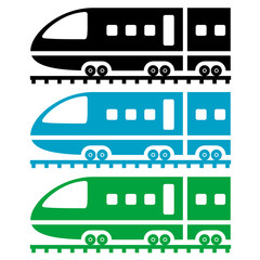 Icono plano tren de alta velocidad en varios colores