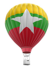 Hot Air Balloon with Myanmar Flag (clipping path included)
