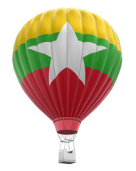 Fototapeta premium Hot Air Balloon with Myanmar Flag (clipping path included)