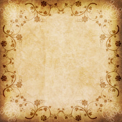 Old paper with floral pattern