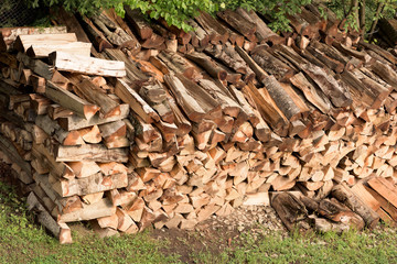 Wood stock in a mountain village