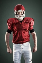 Composite image of american football player looking at camera