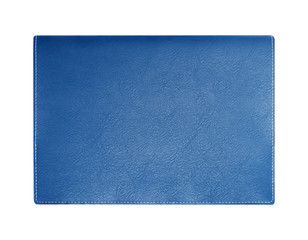 Blue leather notebook isolated on white background