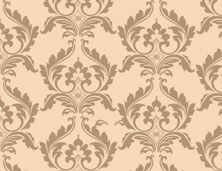 Classic floral black and white ornamented pattern background. Vector