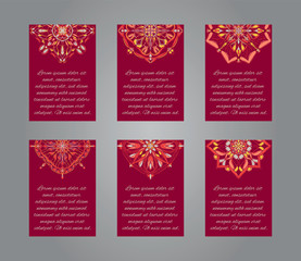 Set of vintage cards with ornamental patterns and place for text