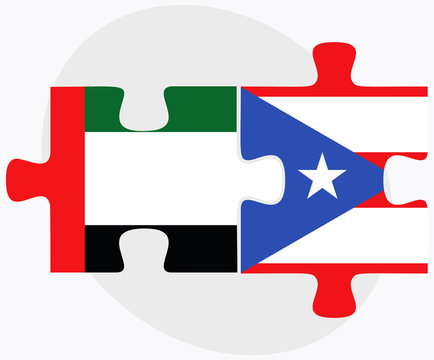 United Arab Emirates and Puerto Rico Flags