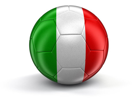 Soccer football with Italian flag. Image with clipping path