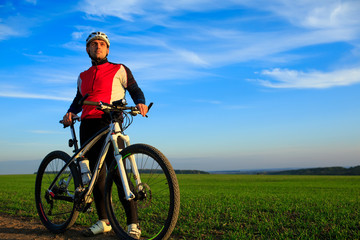 Naklejka premium Mountain Bike cyclist riding outdoor