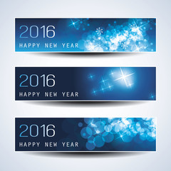 Set of Horizontal New Year Dark Banners - 2016 Version