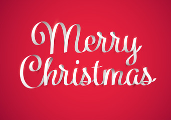 Fototapeta premium Merry Christmas - white calligraphic inscription.
