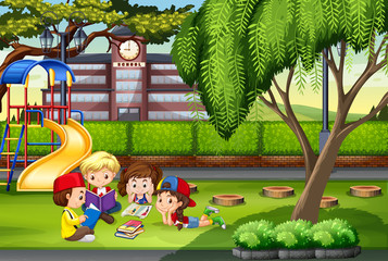 Children working in the park