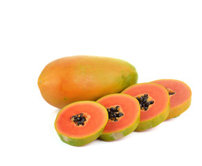 ripe papaya isolated on white background