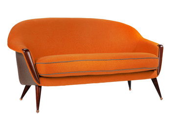 Retro style orange sofa sixties style contemporary, antique
