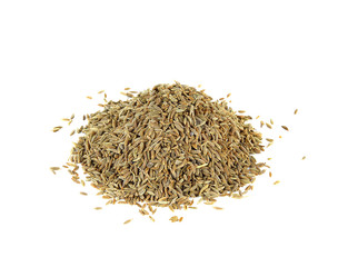 Pile of Caraway Seeds Isolated on White Background