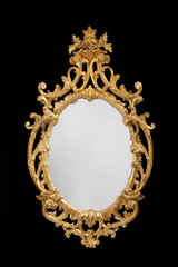 Antique oval mirror gilded with original glass