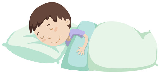 Obraz premium Little boy sleeping under blanket