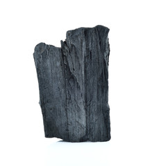 Natural wood charcoal Isolated on white, traditional charcoal or