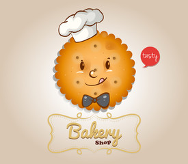 Cracker with face and shop logo