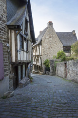 Medieval Cobbled Street in Dinan, Brittany, France