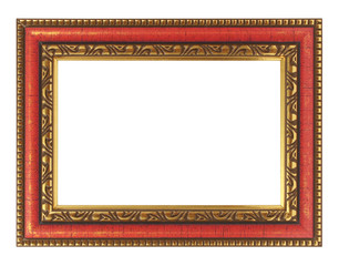 The antique gold frame on the white background